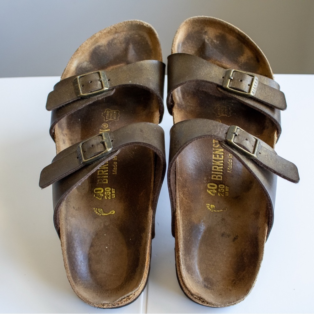 Birkenstock Arizona Oiled Leather Shimmer Brown Women’s Open-Toe Sandals Size 40 - Picture 10 of 13